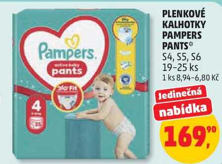 PLENKOVÉ KALHOTKY PAMPERS PANTS S4, S5, S6, 19-25 ks 