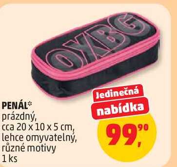 PENÁL prázdný, OYBG cca 20 x 10 x 5 cm, lehce omyvatelný, různé motivy, 1 ks