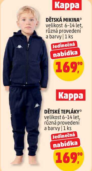DĚTSKÁ MIKINA nebo TEPLÁKY Kappa velikost 6-14 let, různá provedení a barvy, 1 ks