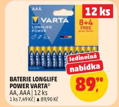 VARTA BATERIE LONGLIFE POWER VARTA AA, AAA, 12 ks 