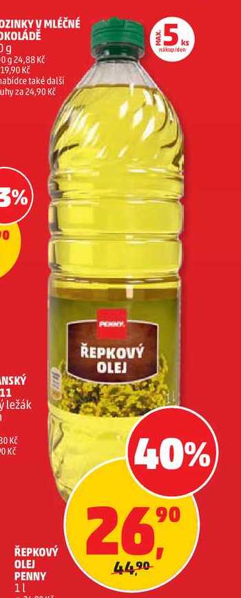 ŘEPKOVÝ OLEJ PENNY, 1 l