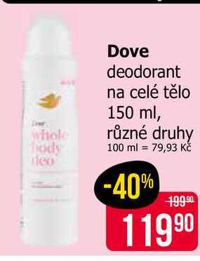 Dove deodorant na celé tělo 150 ml, různé druhy 