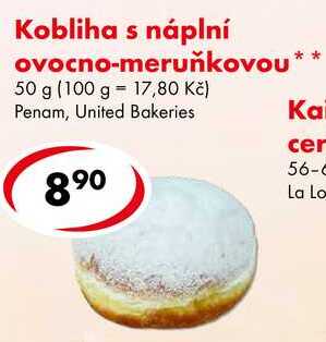 Kobliha s náplní ovocno-meruňkovou, 50 g  