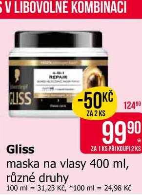 Gliss maska na vlasy 400 ml, různé druhy Teta drogerie