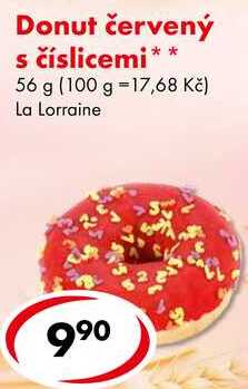 Donut červený s číslicemi, 56 g