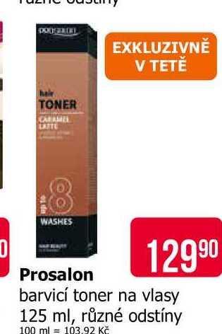 Prosalon barvicí toner na vlasy 125 ml, různé odstíny Teta drogerie