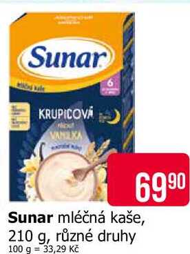 Sunar mléčná kaše, 210 g Teta drogerie