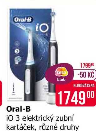 Oral-B iO 3 elektrický zubní kartáček, různé druhy 