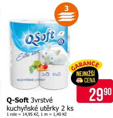 Q-Soft 3vrstvé kuchyňské utěrky 2 ks Teta drogerie