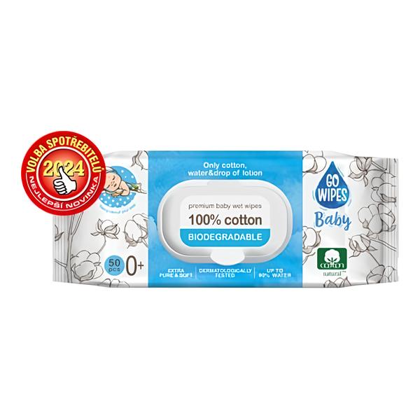 GoWipes Dětské vlhčené ubrousky, 99 % vody, plastic free Košík.cz