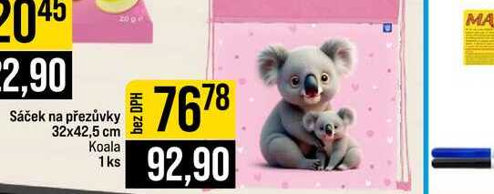 Sáček na přezůvky 32x42,5 cm Koala 1ks