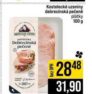 Kostelecké uzeniny debrecínská pečeně plátky 100 g