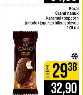 Koral Grand nanuk karamel+popcorn jahoda+jogurt s bílou polevou 120 ml