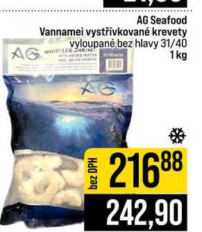 AG Vannamei vystřívkované krevety vyloupané bez hlavy 31/40 1kg