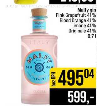 Malfy gin Pink Grapefruit 41% Blood Orange 41% Limone 41% Originale 41% 0,7l