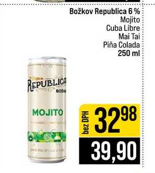 Božkov Republica 6 % 3 Mojito Cuba Libre Mai Tai Piña Colada 250 ml