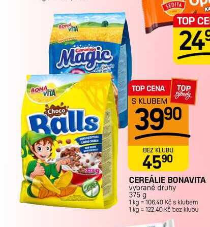 CEREÁLIE BONAVITA vybrané druhy 375 g
