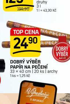 DOBRÝ VÝBĚR PAPÍR NA PEČENÍ 33 x 40 cm | 20 ks | archy