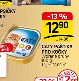 CATY PAŠTIKA PRO KOČKY vybrané druhy 100 g