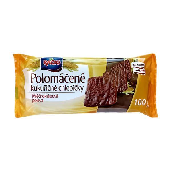 Racio Polomáčené kukuřičné chlebíčky s mléčnokakaovou polevou