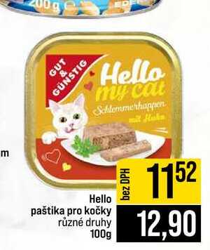 Hello paštika pro kočky různé druhy 100g