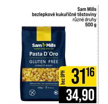 Sam Mills bezlepkové kukuřičné těstoviny různé druhy 500 g 