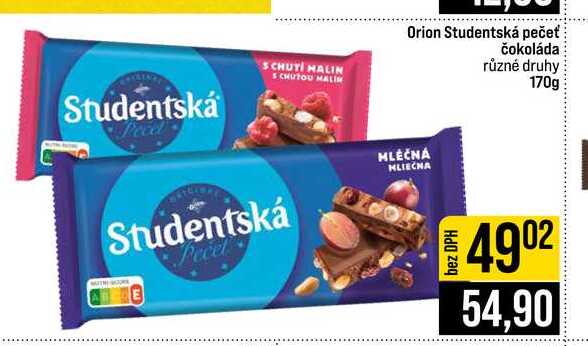 Orion Studentská pečeť čokoláda různé druhy 170g