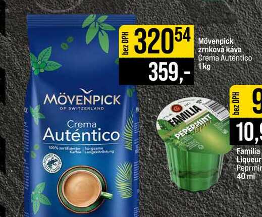 Mövenpick zrnková káva Crema Auténtico 1kg