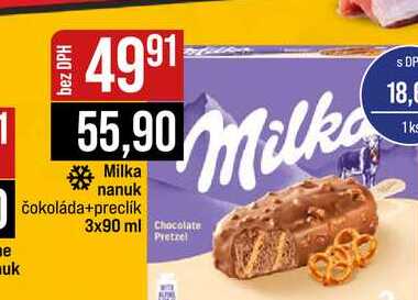 Milka nanuk čokoláda+preclik Milka 3x90 ml