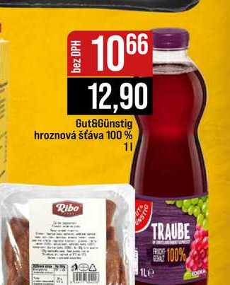Gut&Günstig hroznová šťáva 100% 1l