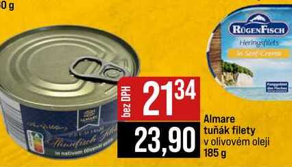 Almare tuňák filety v olivovém oleji 185 g
