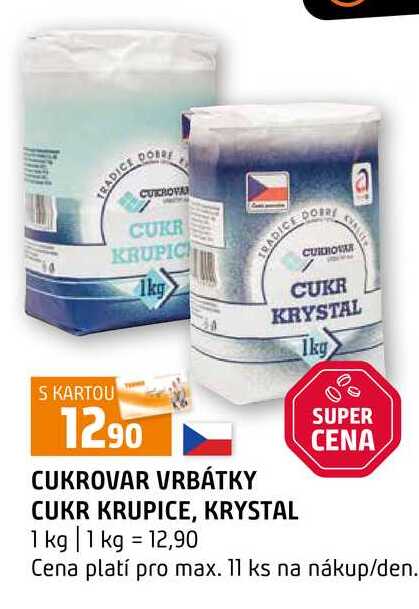CUKROVAR VRBÁTKY CUKR KRUPICE, KRYSTAL 1 kg 