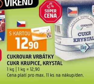 CUKROVAR VRBÁTKY CUKR KRUPICE, KRYSTAL 1 kg
