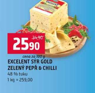EXCELENT SYR GOLD ZELENÝ PEPŘ & CHILLI 48 % tuku 100g