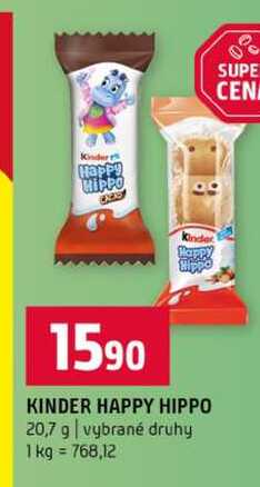 KINDER HAPPY HIPPO 20,7 g vybrané druhy