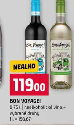 BON VOYAGE! 0,75l nealkoholické vino vybrané druhy