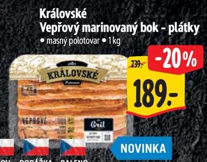 Královské Vepřový marinovaný bok - plátky, 1 kg 
