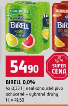 BIRELL 0,0% 4x 0,33l nealkoholické pivo ochucené vybrané druhy