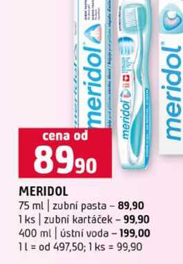MERIDOL 75 ml zubní pasta 1ks zubní kartáček 400 ml ústní voda Terno