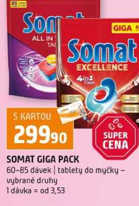 SOMAT GIGA PACK 60-85 dávek tablety do myčky vybrané druhy