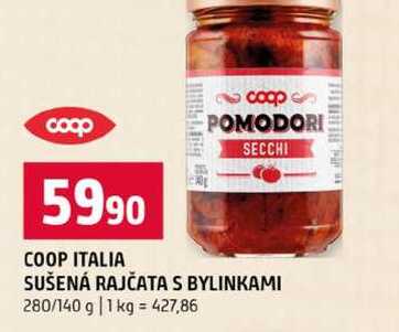 COOP ITALIA SUŠENÁ RAJČATA S BYLINKAMI 280/140 g 