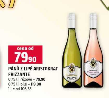 PÁNŮ Z LIPÉ ARISTOKRAT FRIZZANTE 0,75l růžové 0,75l bílé