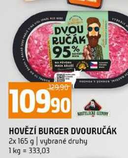 HOVĚZÍ BURGER DVOURUČÁK 2x 165 g vybrané druhy