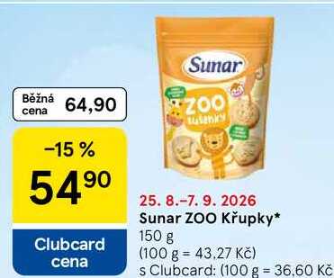 Sunar ZOO Křupky, 150 g Tesco