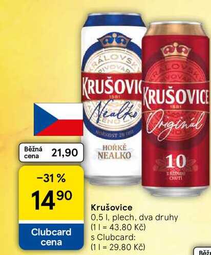 Krušovice, 0.5 l, plech, dva druhy