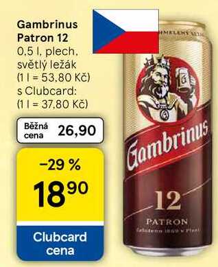 Gambrinus Patron 12, 0.5 I, plech