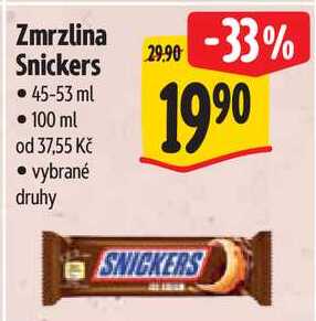 Zmrzlina Snickers, 45-53 ml