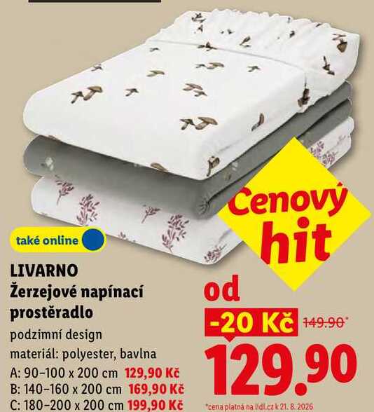 LIVARNO žerzejové napínací prostěradlo