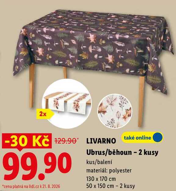 LIVARNO, Ubrus/běhoun - 2 kusy