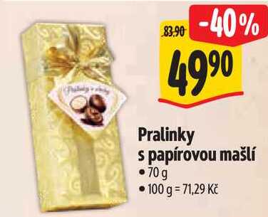 Pralinky s papírovou mašlí, 70 g 